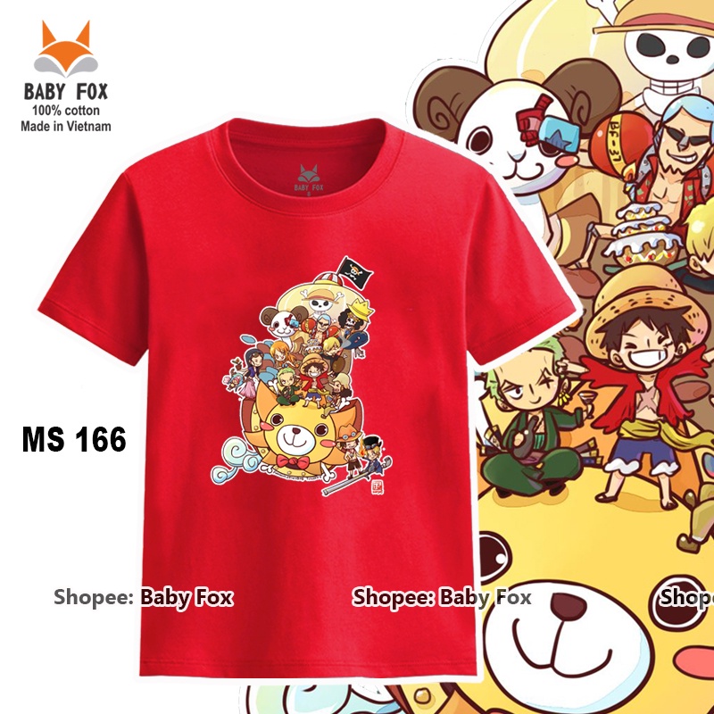 Áo thun bé trai 100% cotton loại tốt, áo phông thương hiệu BABY FOX, One Piece, Luffy, Zoro  m
