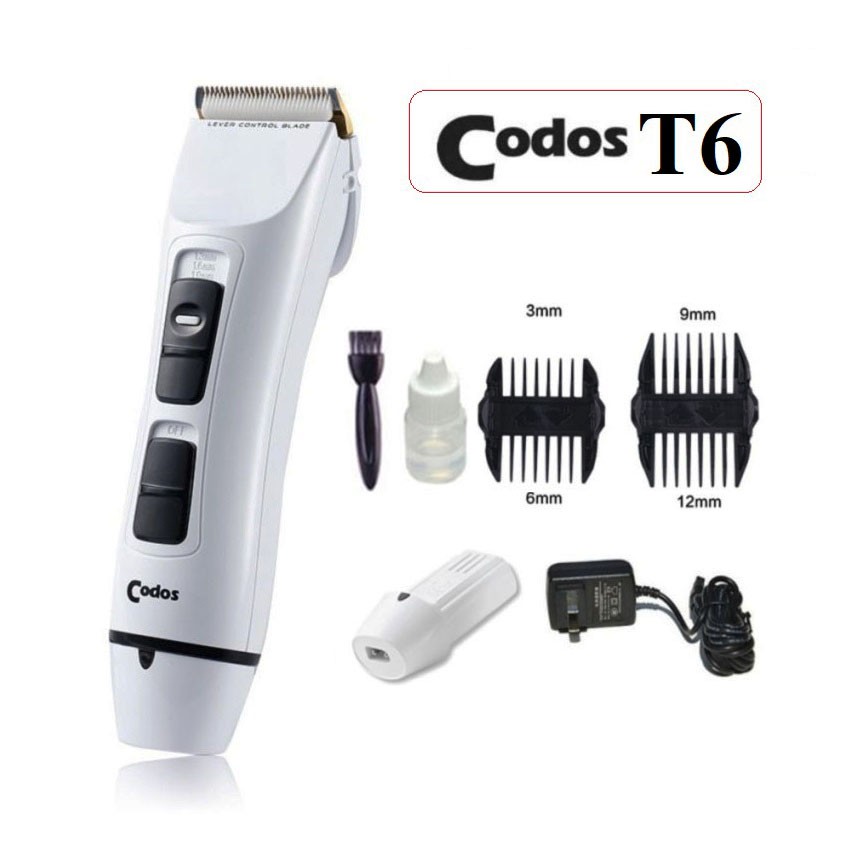 Tông đơ cắt tóc Codos T6 - lưỡi cắt ceramic kết hơp titanium sắc bén, thiết kế an toàn cho da đầu, cắt tóc người già