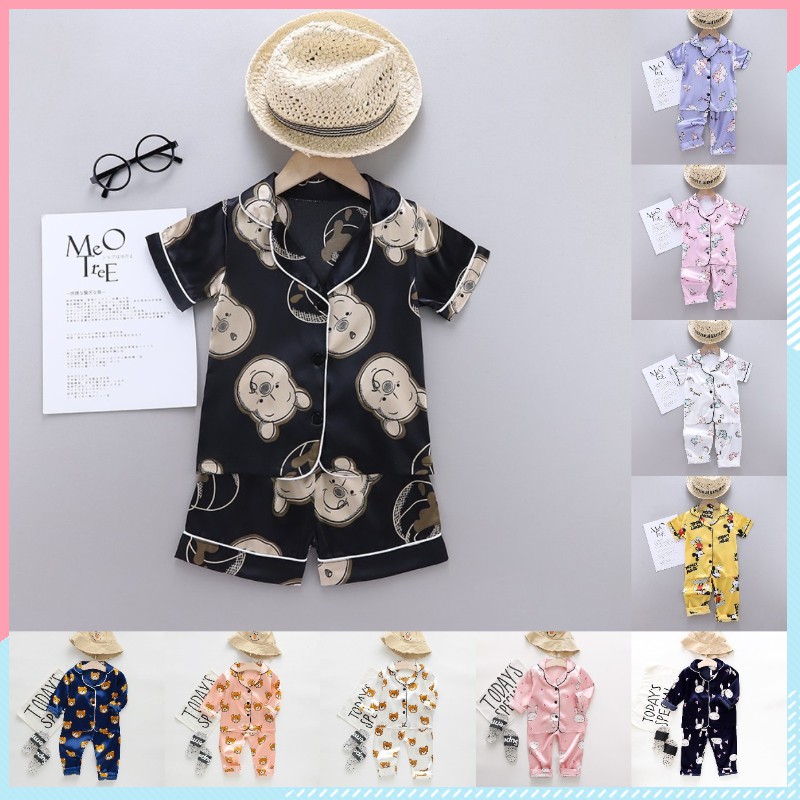 Bộ đồ ngủ trẻ em / bộ đồ hoạt hình ngắn tay + quần đùi và quần dài