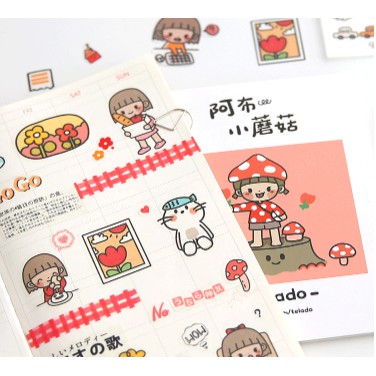 Bộ Set 4 Miếng Hình Dán Tierrado telado Abu Sticker DIY Trang Trí Cực Dễ Thương Cô Bé Cô Gái Xịn Xò Theo Chủ Đề