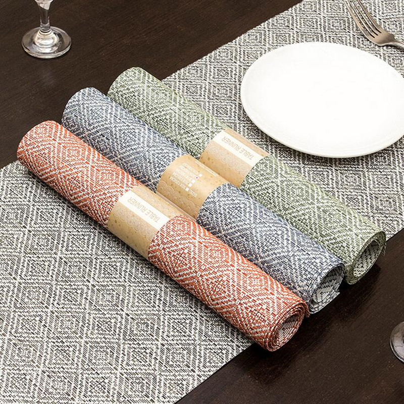 30*180cm PVC Extended Table Runner Table Mat Can Be Washed Without Mildew Heat Insulation Table Cloth Classic Placemat Coaster Pad