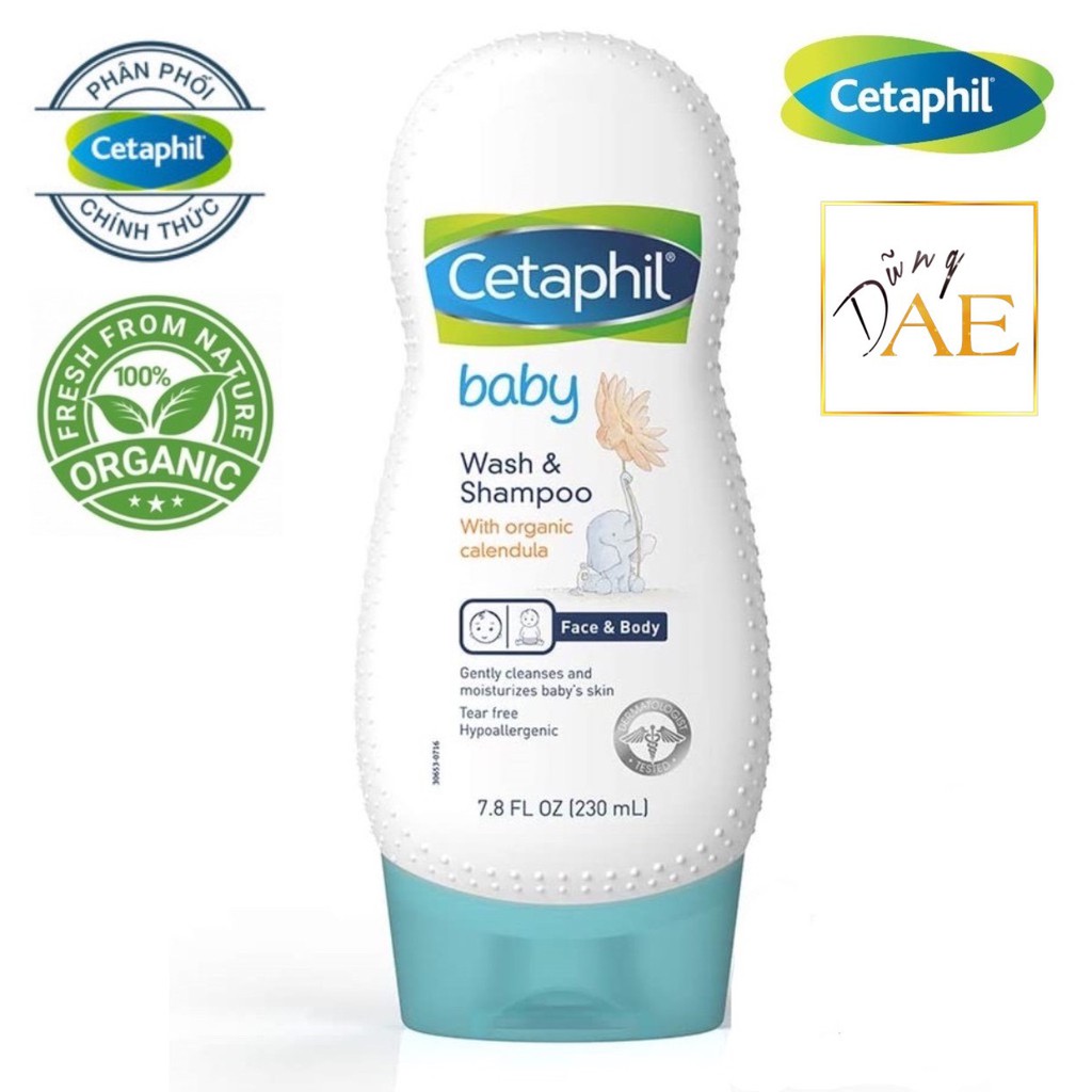 Cetaphil Baby tắm gội hữu cơ Organic - Cetaphil Baby Wash &amp; Shampoo with Organic Calendula 230m