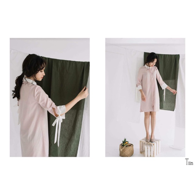Váy cổ đức hồng xinh,kẻ