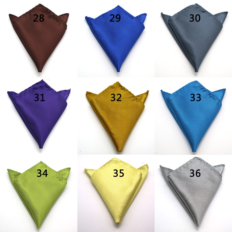 Khăn Tay Vuông 21cm Bỏ Túi 36 Màu Trơn Dành Cho Nam Đi Tiệc Cưới