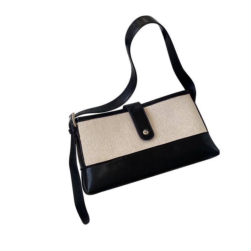Túi tote Đeo Vai Vải Canvas Màu Sắc Tương Phản Thiết Kế Đơn Giản Cá Tính