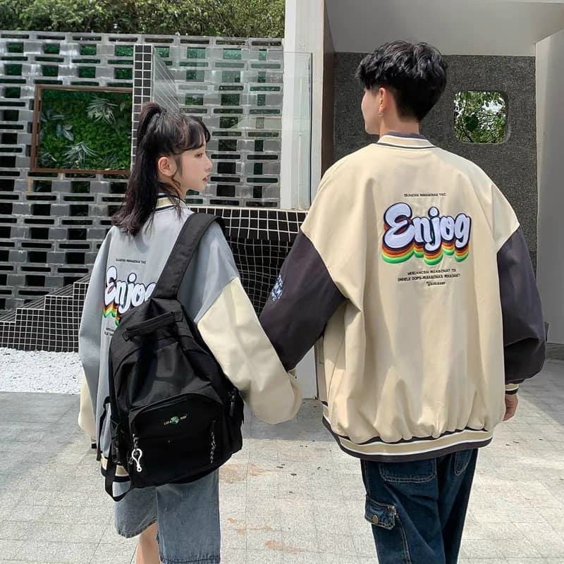 [Ảnh Thật] Áo Khoác Dù Nam Nữ Kiểu Bomber In ENJOY Nữ Unisex Form Rộng AK224 Ulzzang Hè Áo Khoác Gió Thùy Dương Fashion