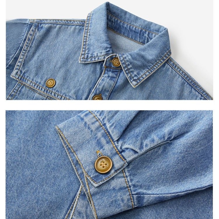 Áo Khoác Denim Dáng Rộng Thời Trang Mùa Thu Phong Cách Hàn Quốc Cho Bé Gái