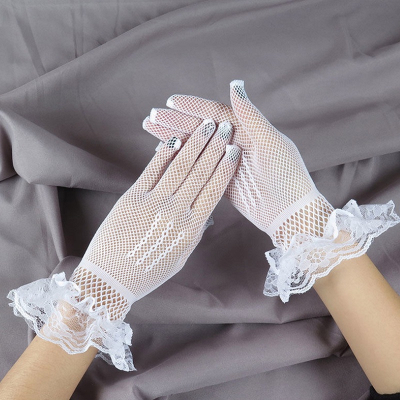 Găng Tay Chống Nắng Siêu Mỏng Co Giãn Chống Tia UV Màu Trắng Đen Thanh Lịch Cho Nữ