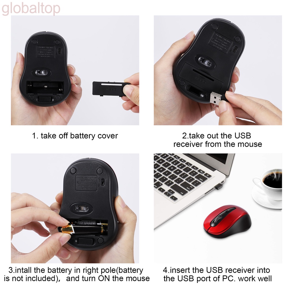 Chuột quang không dây 2.4GHz 1600DPI kèm đầu nhận USB