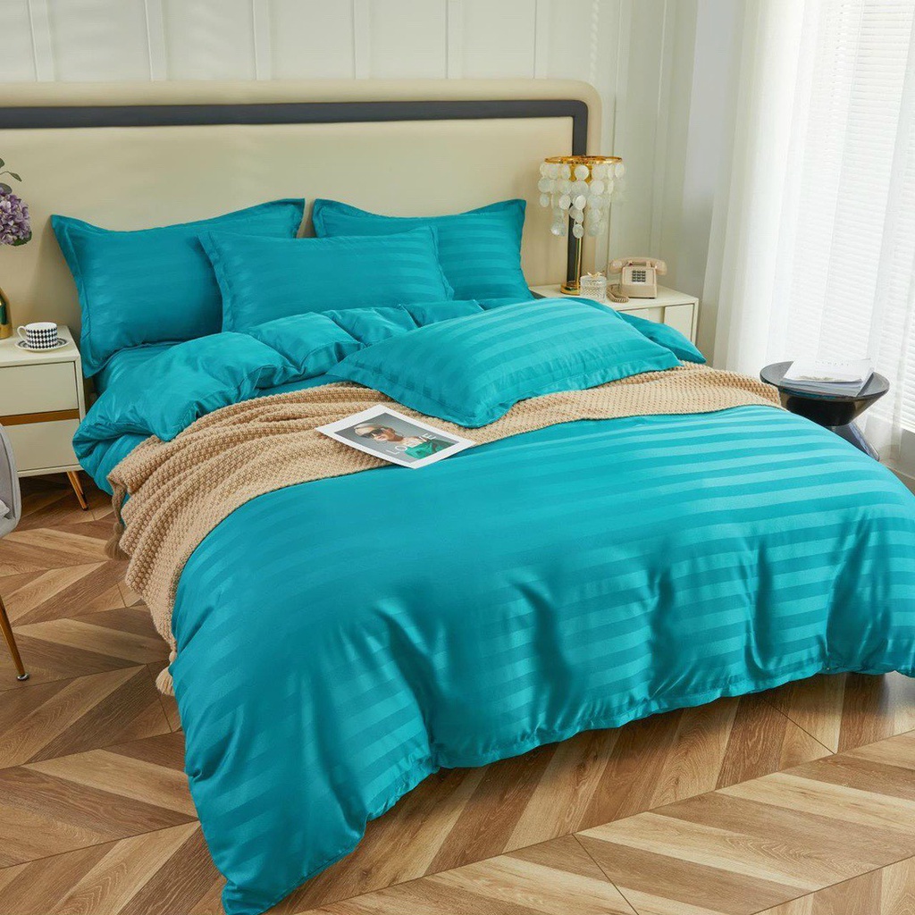 Bộ chăn ga gối cotton 3F phong cách khách sạn, vải mềm đẹp, không xù lông