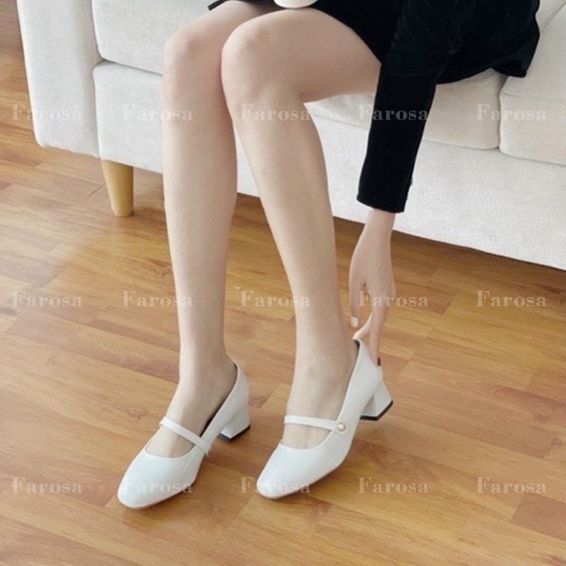 Giày tiểu thư Mary Jane FAROSA quai đính ngọc gót 3cm siêu xinh - TS89