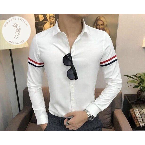 Áo sơ mi nam dài tay phối viền tay quốc dân siêu hot