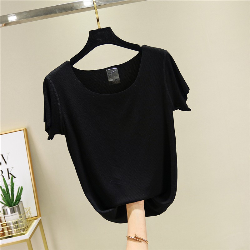 Áo Thun Cotton Không Đường May Màu Trơn Đơn Giản Hợp Thời Trang