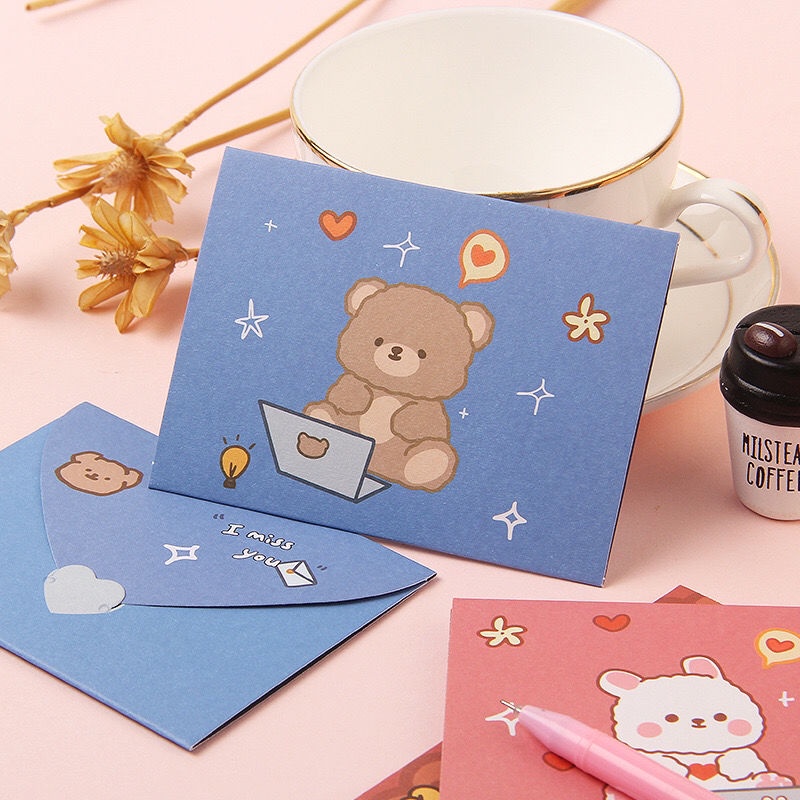 Phong Bì Thư Bằng Giấy In Chữ Thank You Hoạt Hình Lãng Mạn Dùng Làm Quà Tặng Sinh Nhật / Lễ Tình Nhân