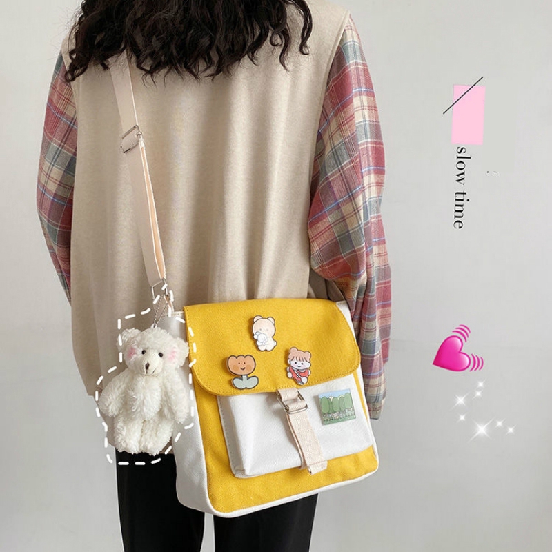 [Mã FASHIONCB264 giảm 10K đơn bất kỳ] Túi Xách Nữ Vải Bạt Thời Trang Hàn (móc treo hình thú mua riêng)