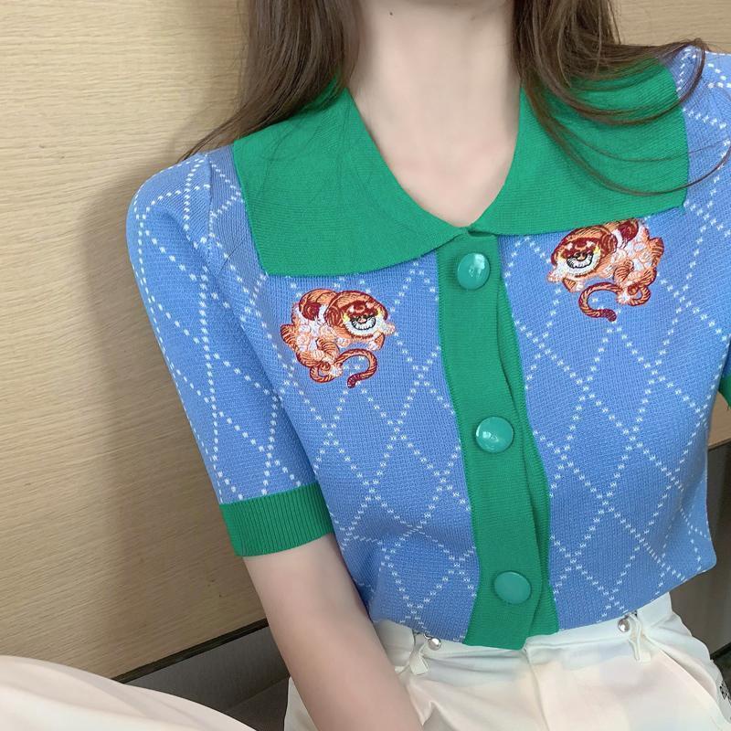 Áo Cardigan Tay Ngắn Dáng Ôm Thêu Họa Tiết Kim Cương Thời Trang Cho Nữ