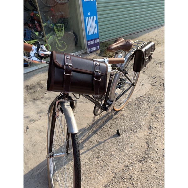 Túi da treo phía trước xe đạp, túi treo tay lái xe đạp, treo baga xe đạp cỡ nhỏ