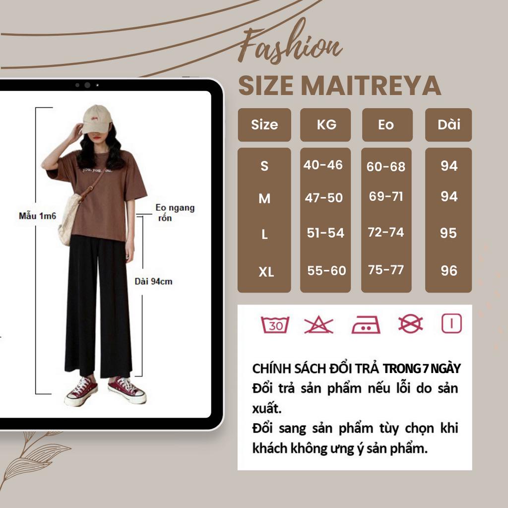 Quần ống rộng nữ cạp chun thun len mặc ấm dáng suông dài loại đẹp mịn dày dặn MAITREYA m105