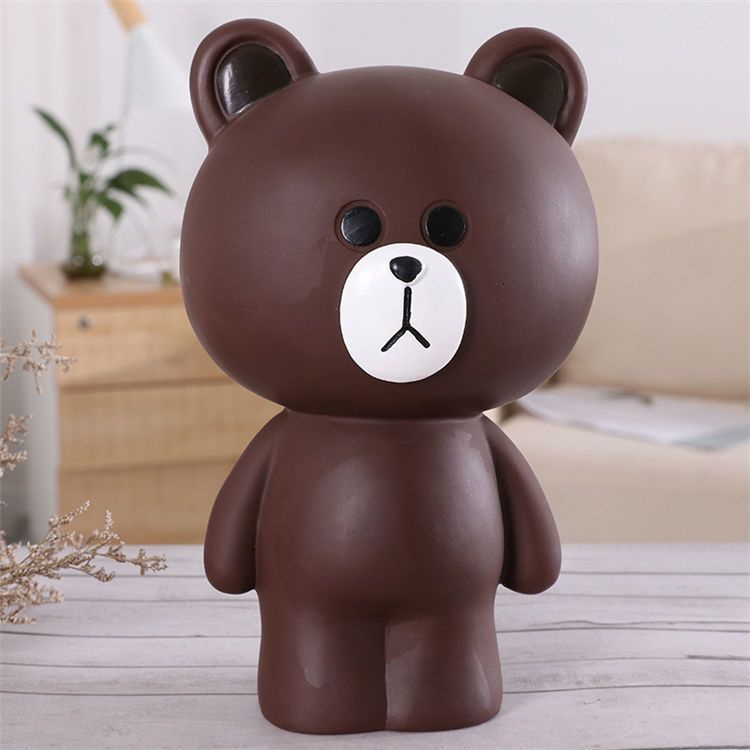 Ống Heo Tiết Kiệm Bằng Vinyl Chống Sốc Hình Gấu Nâu Dễ Thương Cho Bé