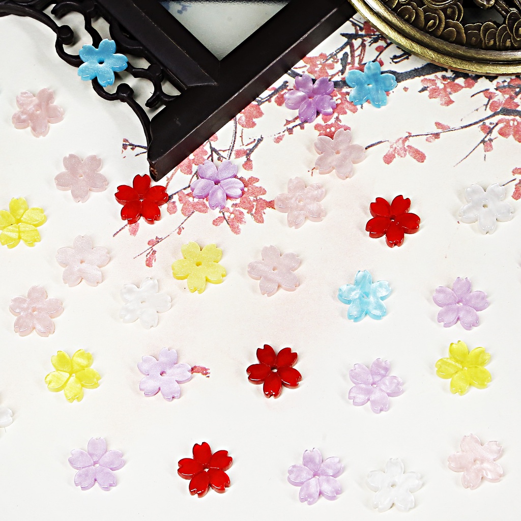 Hạt Cườm Acrylic 10mm Hình Hoa Anh Đào Nhiều Màu Sắc Làm Trang Sức Thủ Công diy