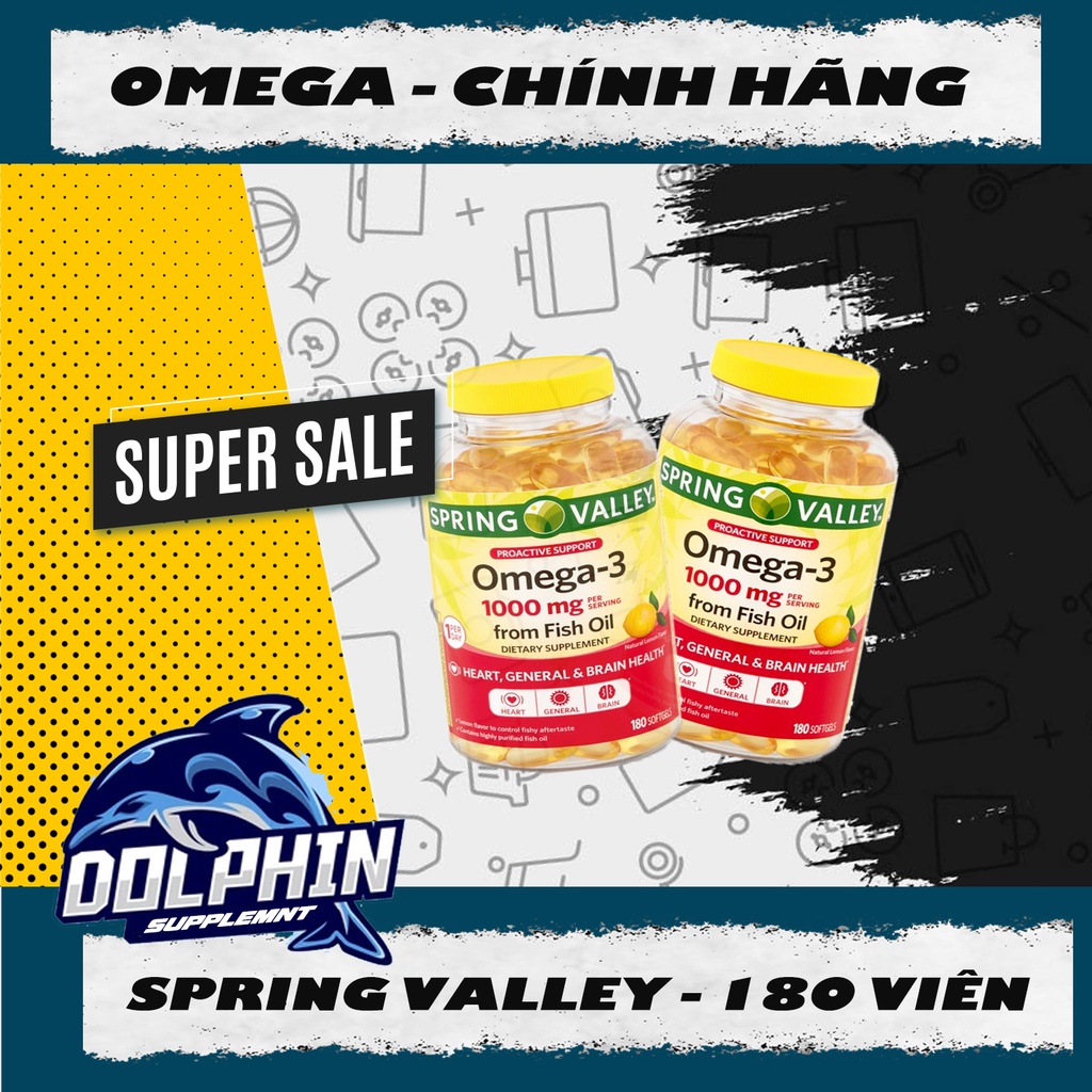 Spring Valley – Omega 3 – 1,000mg – 180 viên Dầu Cá Hàm Lượng Cao