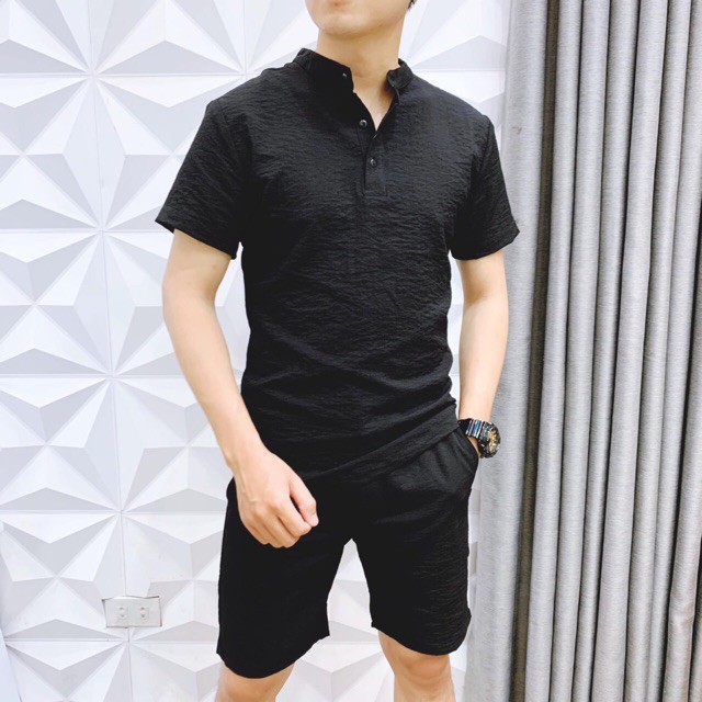 [Giảm Giá Chào Hè]Bộ Đũi Nam Cộc Tay Cổ Tàu, Chất Đũi Thái, Form Chuẩn Mặc Mát Lạnh