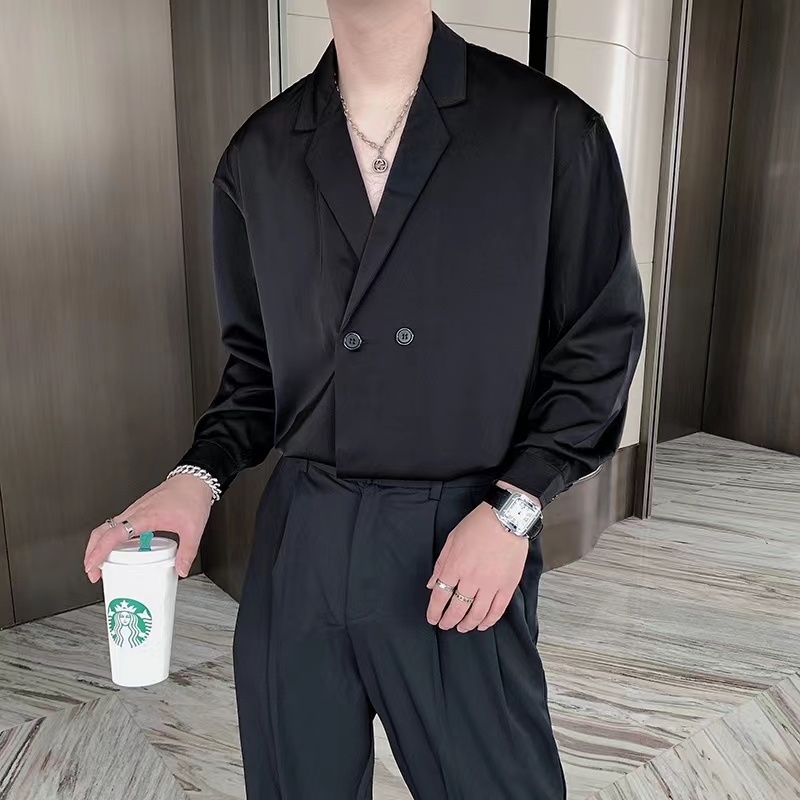 áo sơ mi nam lụa trẻ tuổi áo sơ mi form rộng phong cách Hàn Quốc áo khoác sơ mi đen trắng chất đũi cao cấp áo sơ mi nữ áo sơ mi nam form rộng tiếng Nhật áo dài tay áo sơ mi lụa nam dài tay