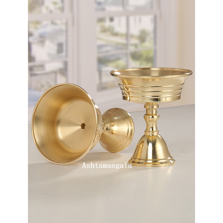 Chân đế đèn cầy bằng đồng kiểu dáng tây tạng tiện dụng trang trí đẹp mắt