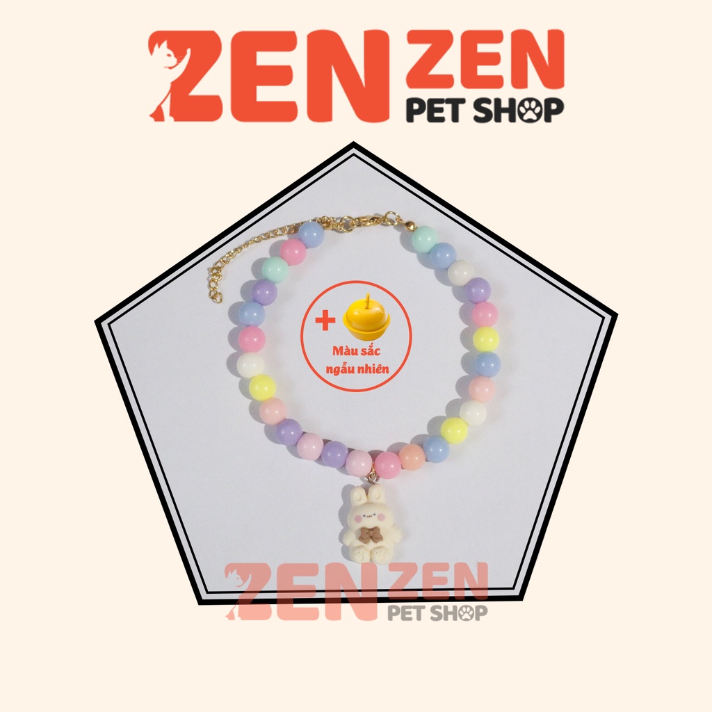 Vòng cổ cho chó mèo - Hạt chuỗi màu Pastel có Charm siêu dễ thương - tặng kèm chuông - Zen Zen Pet Shop