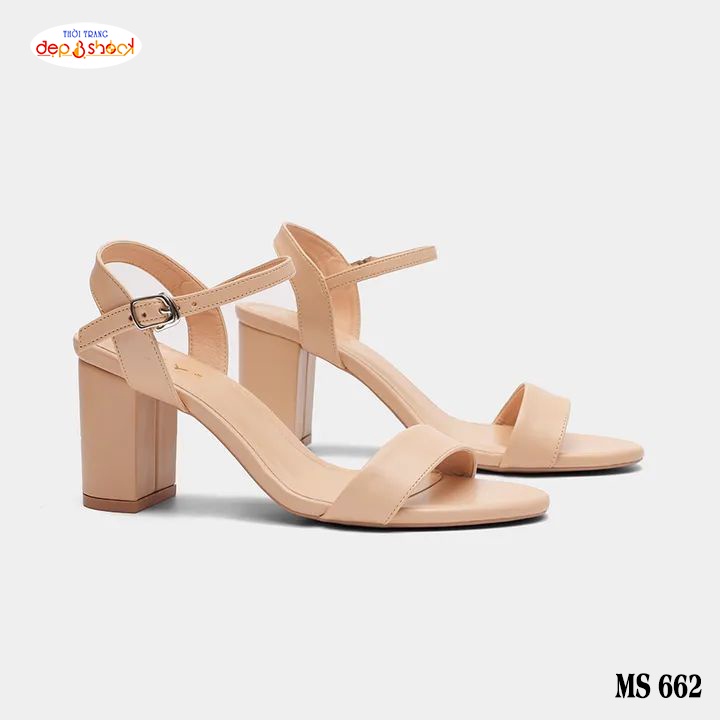 Giày Sandal cao gót quai ngang gót vuông 5 phân Big Size 42 43 Đẹp & Shock MS 662