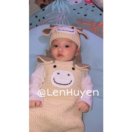 Set đồ len handmade hình trâu nghé xinh xắn phù hợp bé trai bé gái rất đáng yêu dễ thương