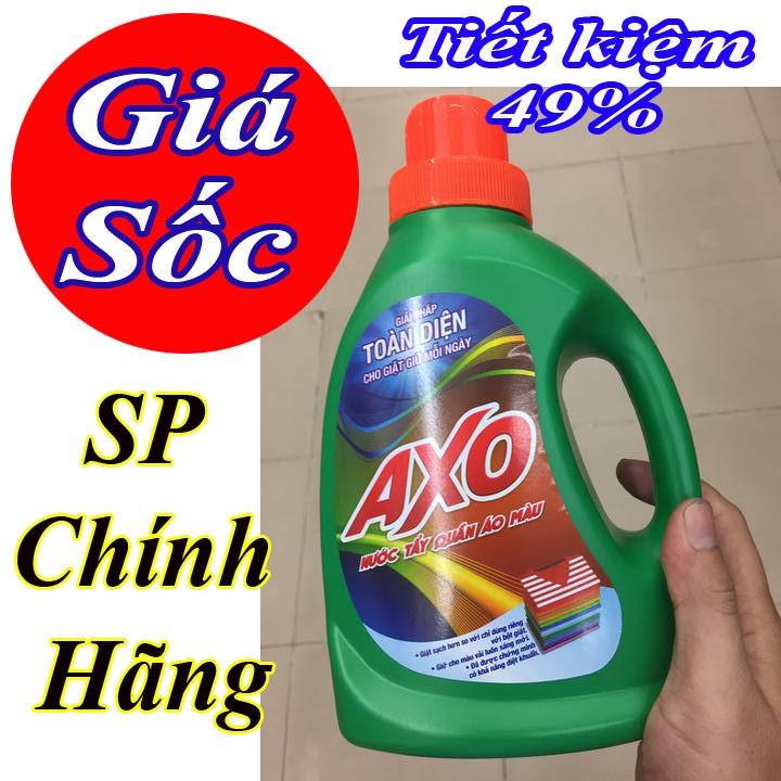 Tẩy quần áo màu Axo 800ml, tẩy sạch quần áo, trắng sáng thơm thoa