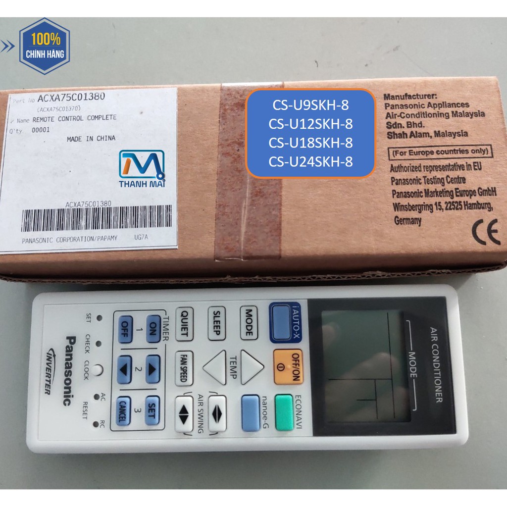 [REMOTE CHÍNH HÃNG] Điều Khiển Máy lạnh Panasonic CS-U9SKH-8//U12SKH-8//U18SKH-8//U24SKH-8