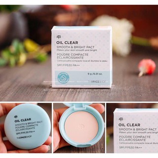 Phấn phủ nén kiềm dầu tfaceshop oil clear smooth & bright pact spf30 pa+++.