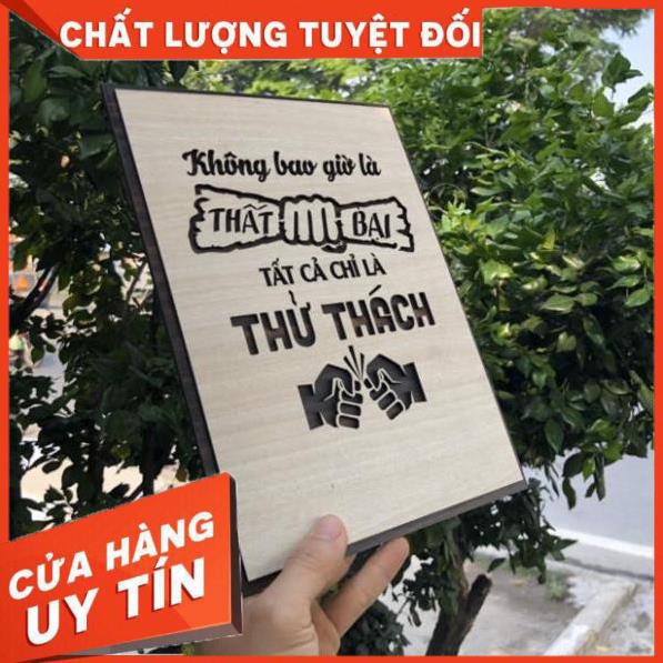 [Không bao giờ là thất bại, tất cả chỉ là thử thách] Tranh treo tường Gỗ trang trí phòng tạo động lực 20x27cm