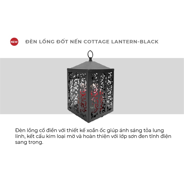 Đèn lồng đốt nến Cottage Lantern Yankee Candle - Black