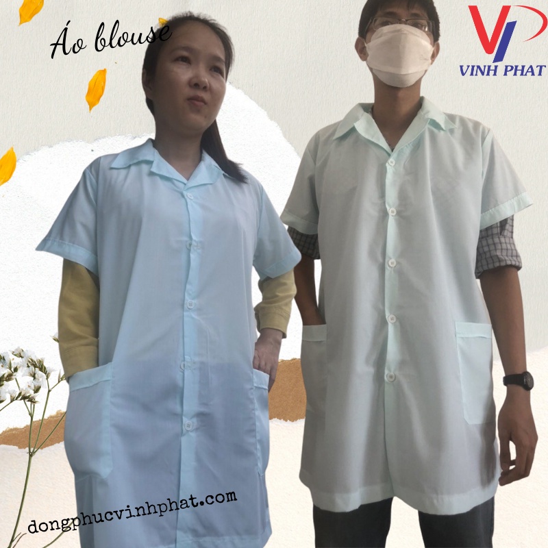 Áo Blu Y Tế Màu Xanh Nam Nữ Tay Ngắn Giá Tốt