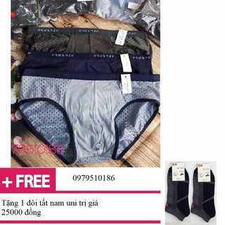 Quần lót nam🍁FREESHIP🍁Combo 5 quần lót nam xuất Nhật thông hơi + tặng 1 đôi tất nam uni cổ ngắn