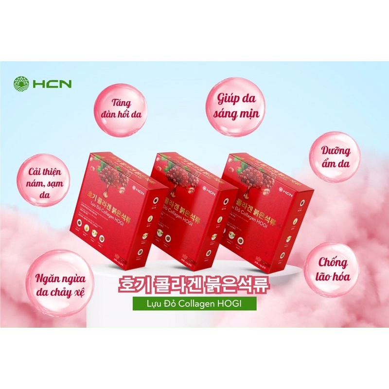 Bột lựu đỏ collagen Hogi 60g hỗ trợ chống oxy hóa, tăng cường sức sống cho da đàn hồi, căng mịng