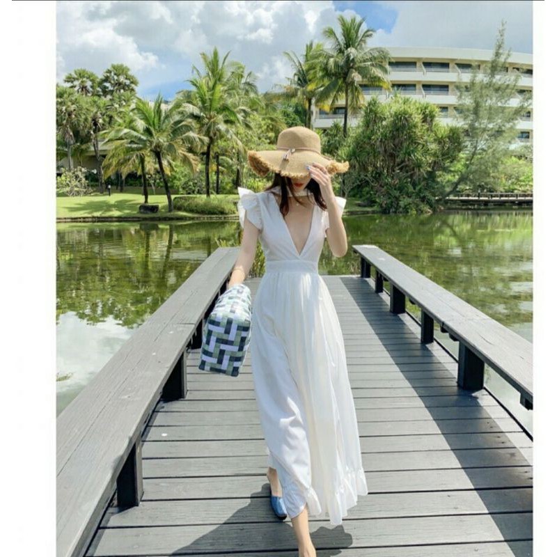 Đầm Vintage Tay Cánh Tiên Cổ V Hở Lưng SEXY Quyến Rũ kèm hình ảnh thật | BigBuy360 - bigbuy360.vn