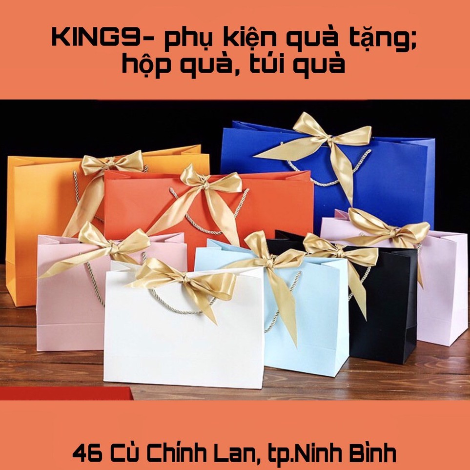 Túi quà giấy kraft trơn màu buộc nơ 5 màu siêu xinh quà tặng sinh nhật phụ kiện quà tặng king9