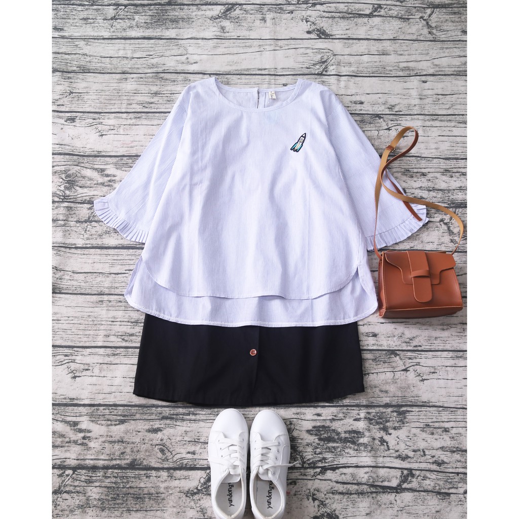 ÁO SƠ MI SỌC TAY LỬNG NHÚN BÈO