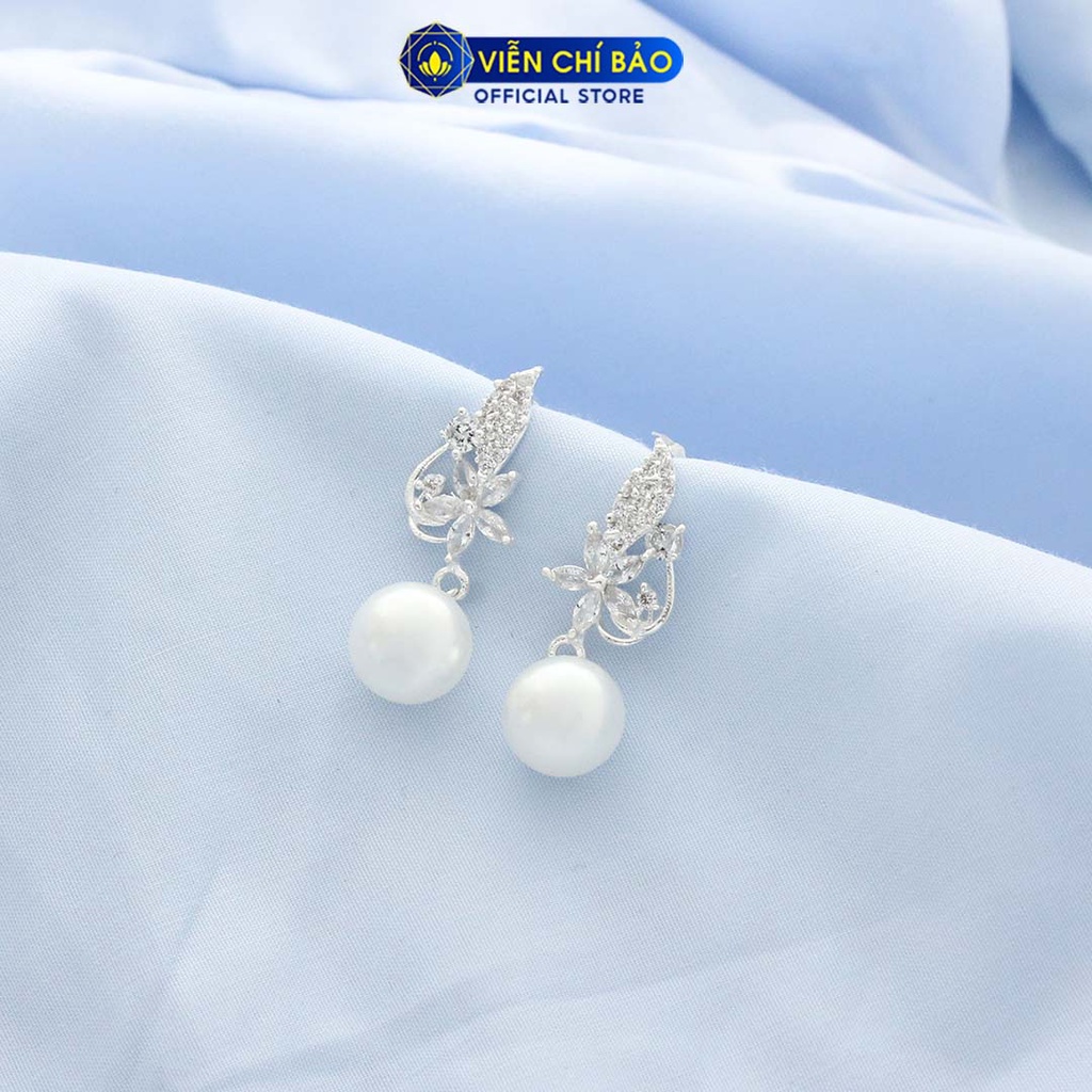 Bông tai bạc nữ hoa Erin hạt châu chất liệu bạc 925 thời trang phụ kiện trang sức nữ Viễn Chí Bảo B400306