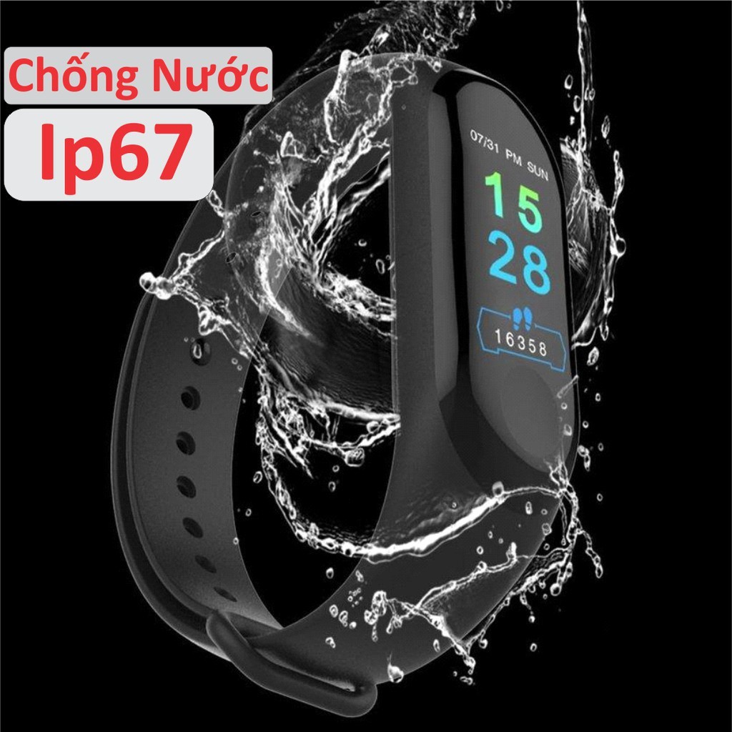 Vòng đeo tay thông minh Smart Band M3 màn hình màu cảm ứng, Đồng hồ thông minh kết nối Bluetooth với Điện thoại