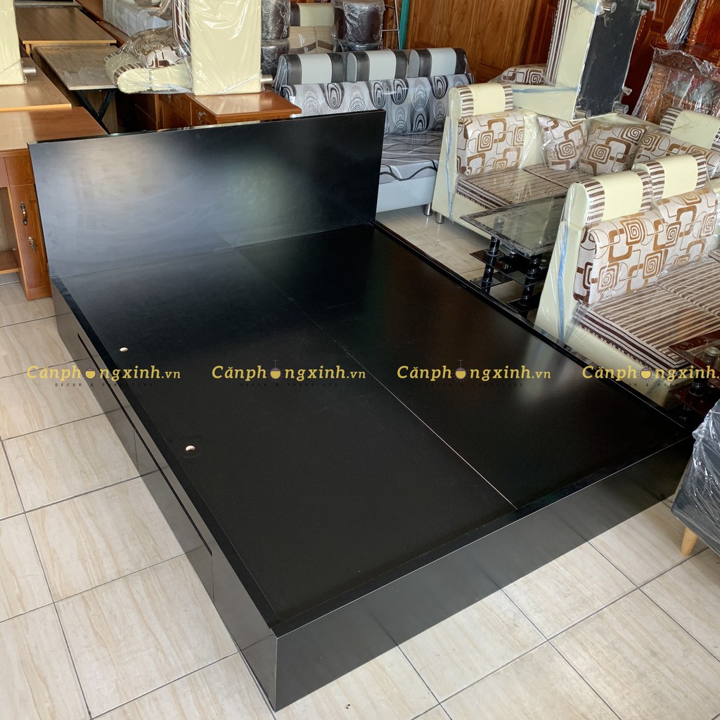 Giường ngủ màu Xám chì, Đen gỗ cn MDF 2 hộc kéo CPX-G34