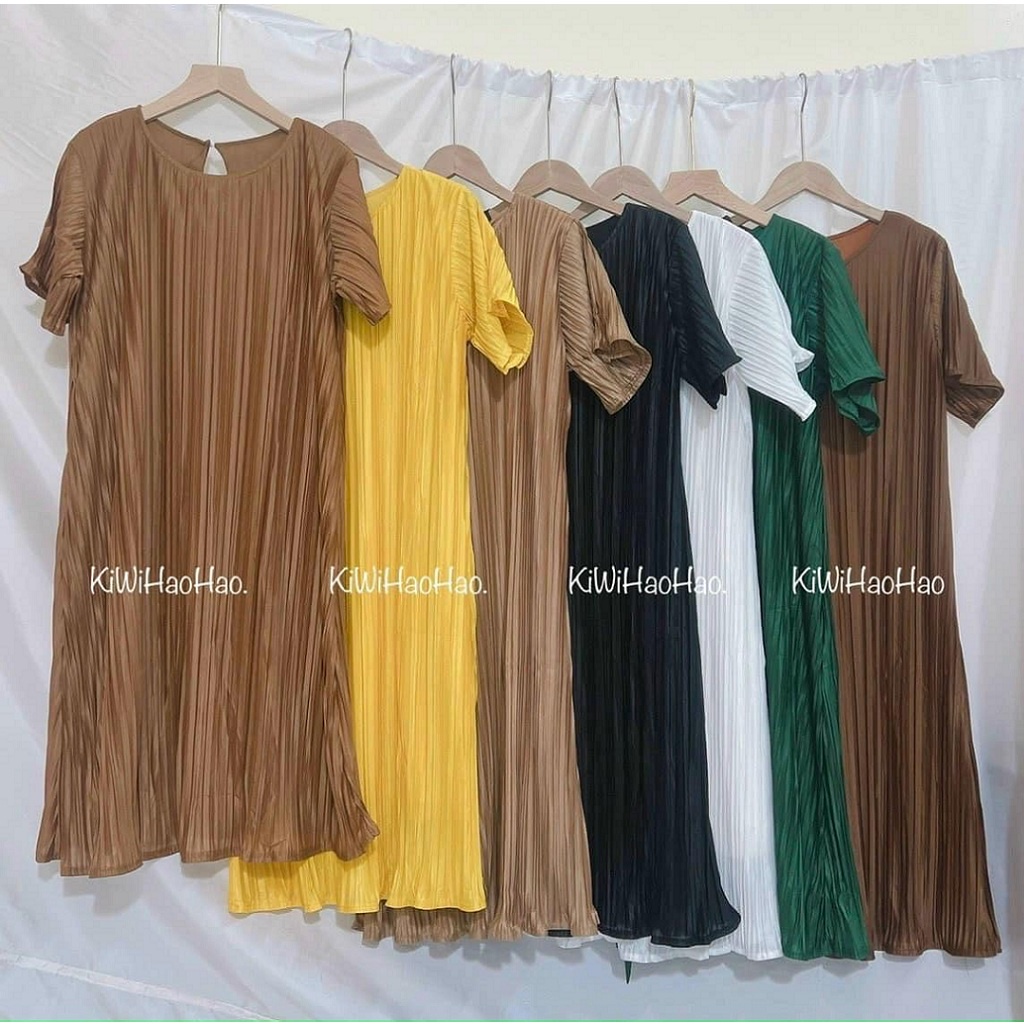 Đầm bầu xếp ly - Váy 2 lớp kín đáo - Chất voan lụa mềm, nhẹ, mát