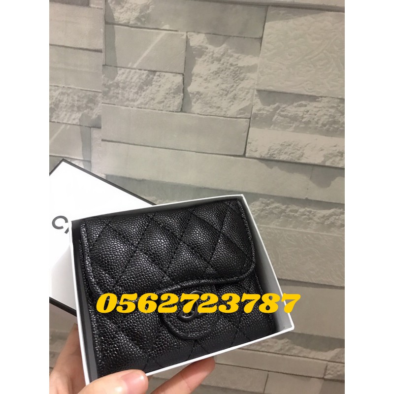 Ví mini sần tag đen chane FULLBOX - T062