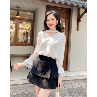 Áo sơ mi tay lửng cổ tim