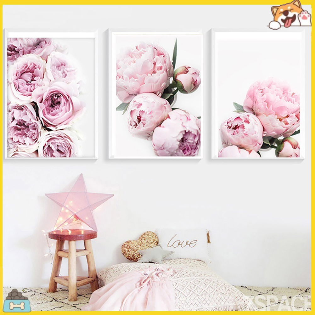 Tranh vải canvas hình hoa mẫu đơn gắn tường trang trí nội thất tiện dụng