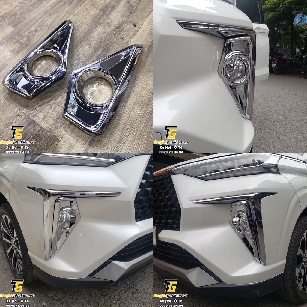 Bộ ốp trang trí đèn gầm trước, sau đèn sương mù Toyota Veloz mạ Crom